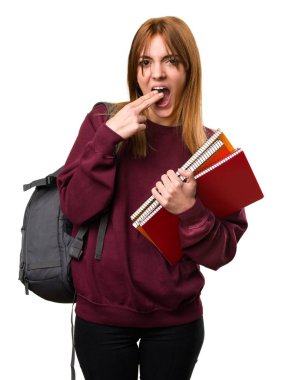 Öğrenci kadın kusma jest yapma