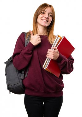 Başparmak ile öğrenci kadın