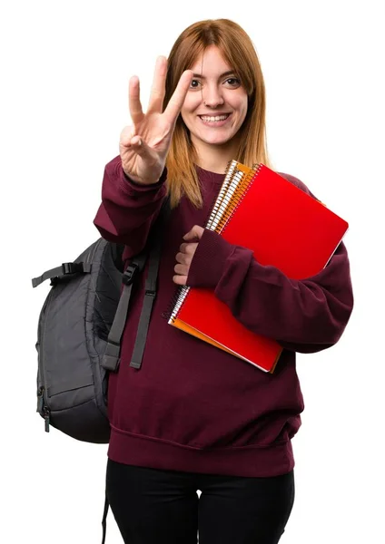 Studente donna contando tre — Foto Stock