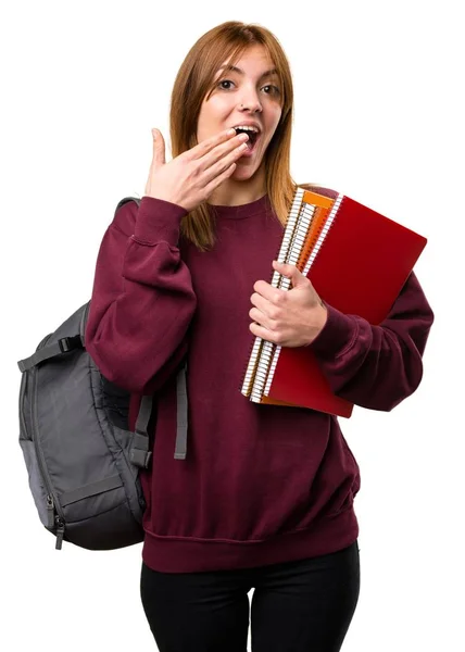 学生女性作る驚きジェスチャー — ストック写真