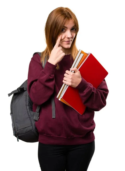 Studente donna mostrando qualcosa — Foto Stock