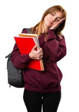 Öğrenci kadın yapma uyku jest