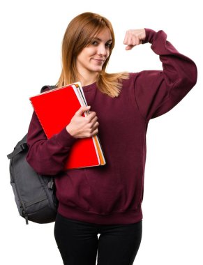 Öğrenci kadın güçlü jest yapma