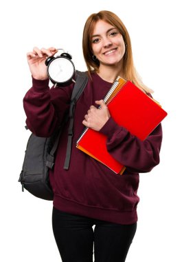 Vintage saat tutan öğrenci kadın