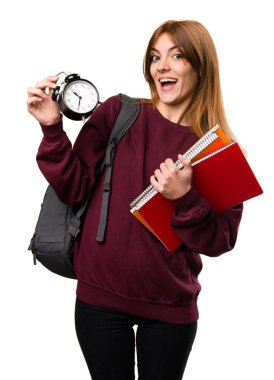 Vintage saat tutan öğrenci kadın