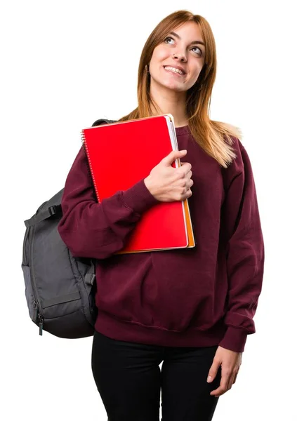 Student woman looking up — Stock Photo, Image