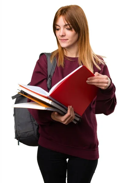 Studerande kvinna läsa bok — Stockfoto