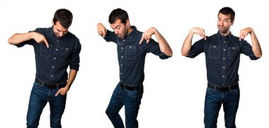 Esmer adam aşağı dönük kümesi