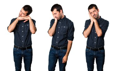 Esmer adam uyku jest yapma kümesi