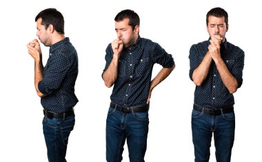 Esmer adam çok öksürük kümesi