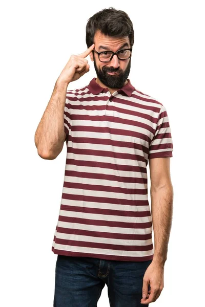 Homem com óculos a pensar — Fotografia de Stock