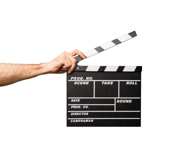 Man holding a clapperboard