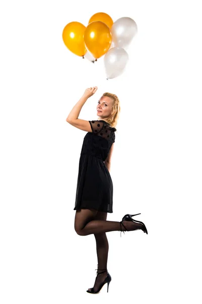 Schöne blonde russische Frau mit Luftballon — Stockfoto