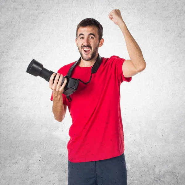 Lucky Photographer man — Stock Photo, Image