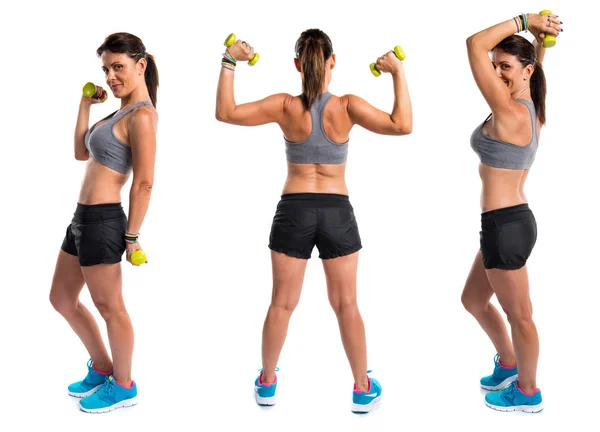 Esporte mulher fazendo levantamento de peso — Fotografia de Stock