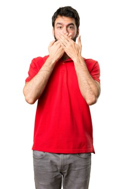 yakışıklı adam ağzını kapsayan