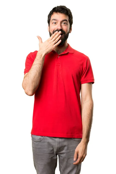 Handsome man making surprise gesture — Stock Photo, Image