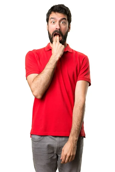 Pohledný muž zvracení gesto — Stock fotografie