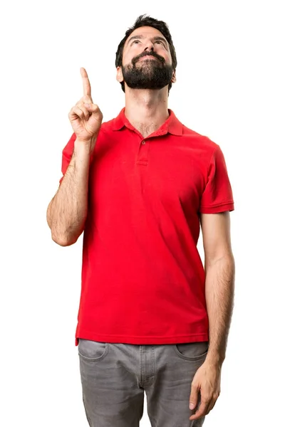 Handsome man pointing up — Stock Photo, Image