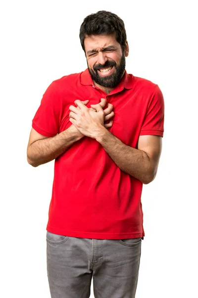 Homem bonito com dor no coração — Fotografia de Stock