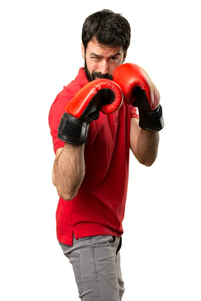 Bell'uomo con i guanti da boxe — Foto Stock