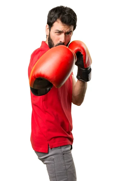 Bell'uomo con i guanti da boxe — Foto Stock