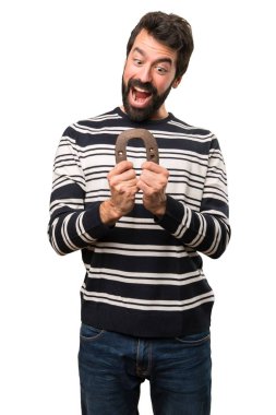 At nalı ile sakallı şaşırmış adam