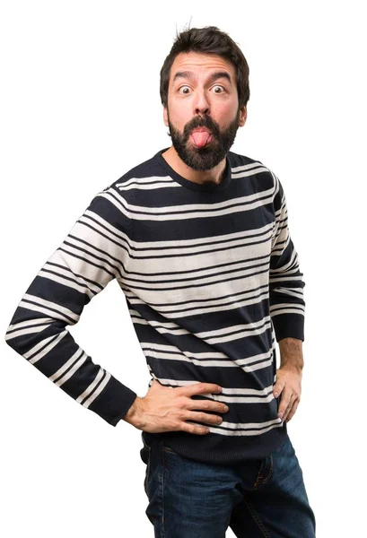 Man with beard making a joke — Stock Photo, Image