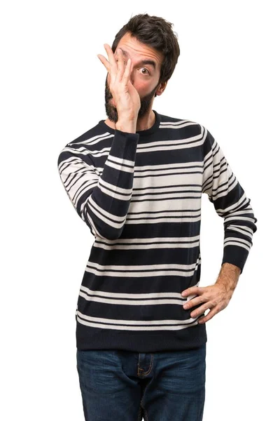 Man with beard making a joke — Stock Photo, Image