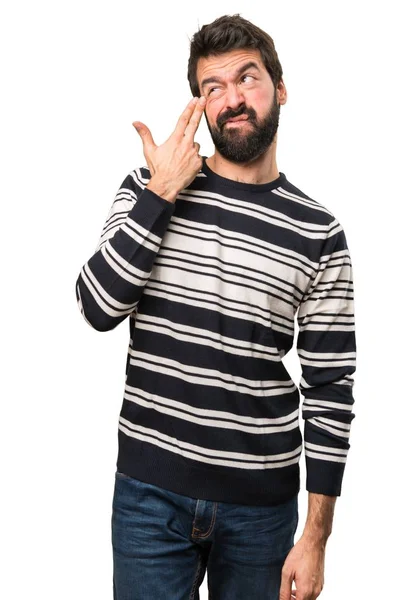 Człowieka z brodą, Dokonywanie gestem samobójstwo — Zdjęcie stockowe