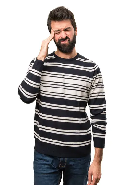 Homem frustrado com barba — Fotografia de Stock