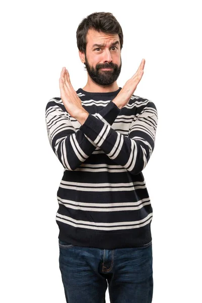 Man met baard geen gebaar maken — Stockfoto