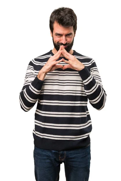 Homem com pensamento de barba — Fotografia de Stock