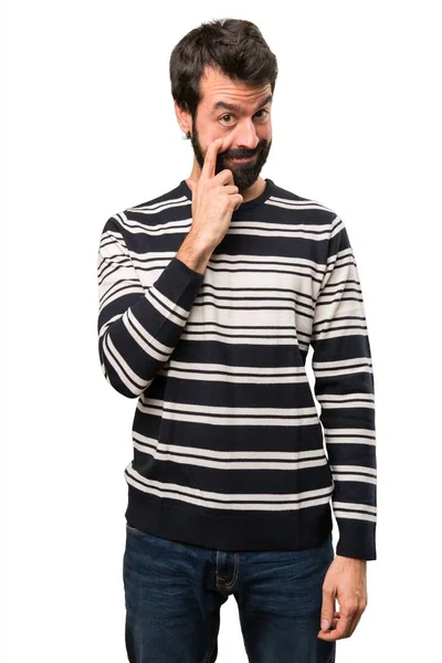 Man with beard showing something — Stock Photo, Image