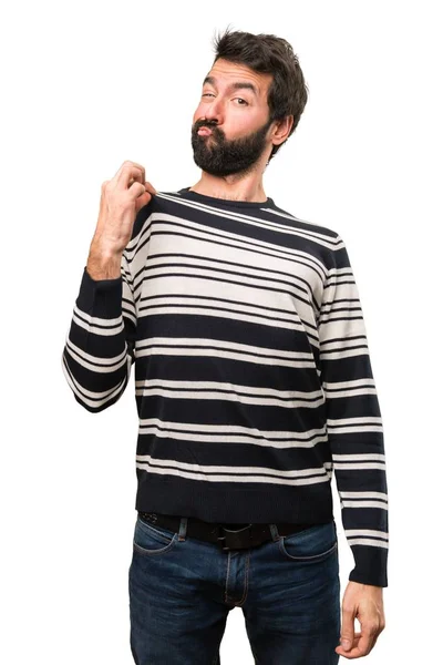 Mannen med skägg stolt över sig själv — Stockfoto