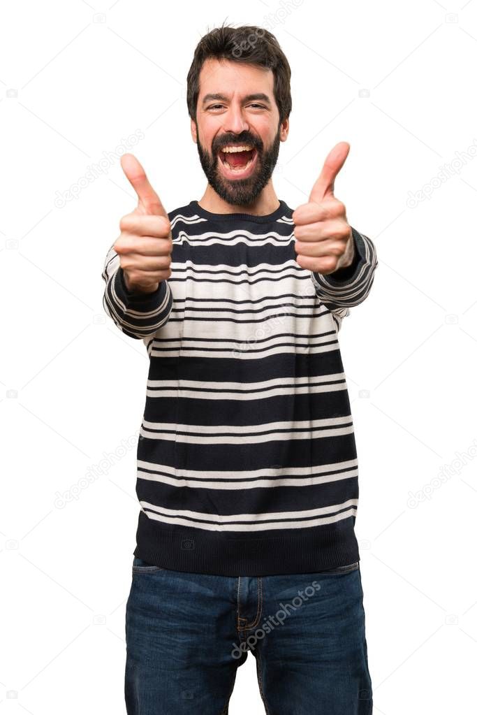Man with beard with thumb up