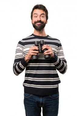 Dürbün ile sakallı mutlu adam