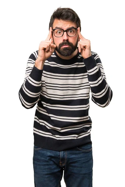 Mannen med skägg med glasögon — Stockfoto