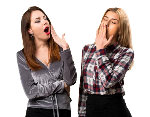 Two friends yawning — Stock Photo, Image