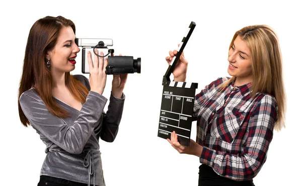 Two friends filming — Stock Photo, Image