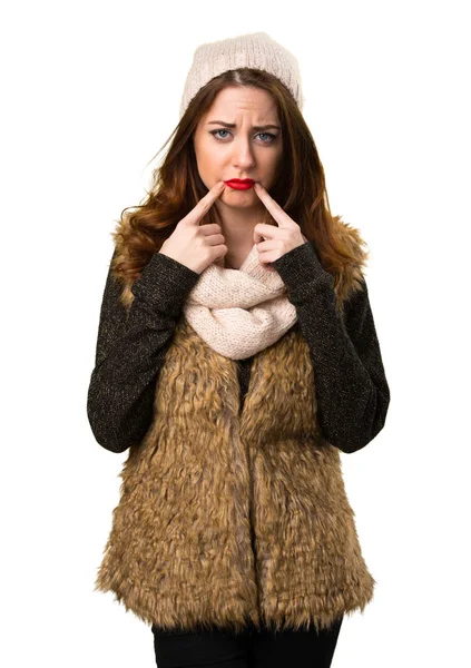 Chica triste con ropa de invierno — Foto de Stock