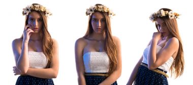 Çiçeklerin taç kadınla modeli