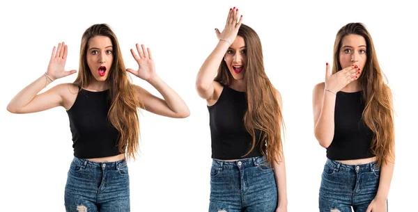 Chica joven haciendo gesto sorpresa —  Fotos de Stock