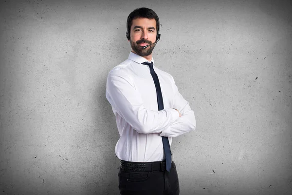 Young man with a headset — Stock Photo, Image