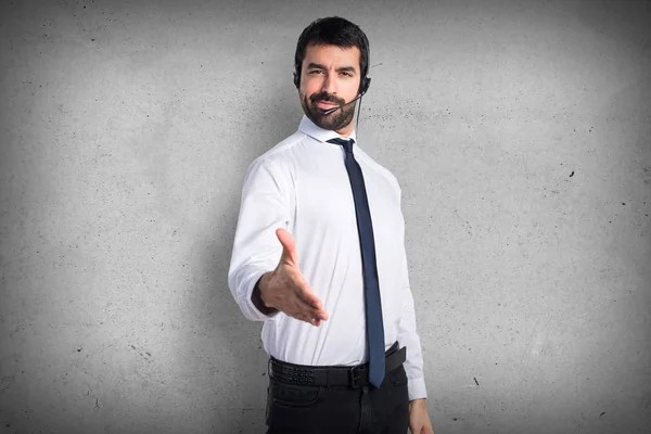 Handsome telemarketer man making a deal — Stock Photo, Image