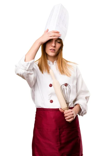 Frustrada bela chef mulher — Fotografia de Stock
