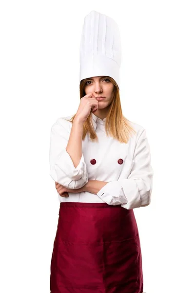 Hermosa mujer chef pensando — Foto de Stock