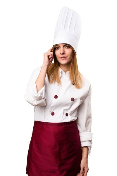 Hermosa mujer chef pensando —  Fotos de Stock