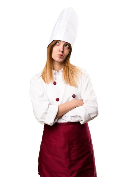 Hermosa mujer chef pensando — Foto de Stock