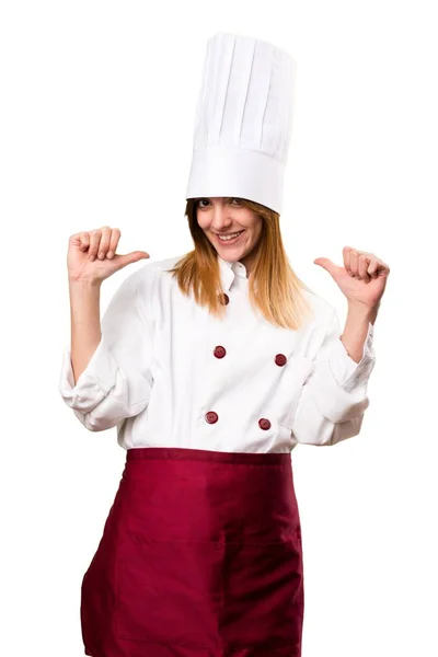 Prachtige chef-kok vrouw trots op zichzelf — Stockfoto